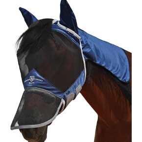 Harrison Howard Pro Fly Mask with Extended Neck Cover Large Eye Space Full Face UV-Proof Mane Styling for Horse Coral Orange L