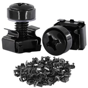60 Pack M6 x 20 mm Server Rack Screws Computer Rack Mount Screws Cage Nuts and Screws Square Insert Nuts for Audio Server Console Mounting Routers, Shelves, Enclosures, Cabinets