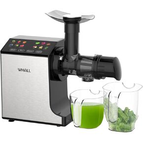 عصارة بطيئة من وول، آلات عصارة احترافية مقاومة للصدأ للخضروات والفواكه، عصارة ضغط بارد تعمل باللمس مع وضعين للسرعة، أسود in Kuwait