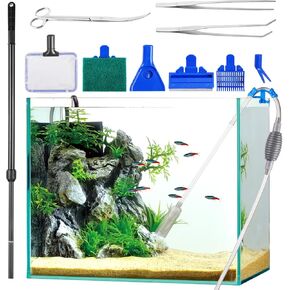 FACULX Fish Tank Cleaner Vacuum with Fish Tank Cleaning Kit，Plastic Gravel Vacuum for Aquarium，Aquarium Siphon Pump for Water，Aquarium Vacuum Gravel Cleaner for Various Tank Sizes