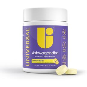 Ashwagandha Supplements KSM-66 Root Extract Daily Stress, Energy, Mood, and Athletic Support Cortisol Supplement - Ashwa Chews for Men and Women to Relax, Lemon, 60 Chewable Tablets