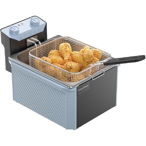 Commercial Deep Fryer, 1700W 10.6QT Stainless Steel Electric Fryer with Large Baskets & Accurate Temp Control for Restaurant or Home