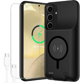 Battery Case for Galaxy S24, Newest 10000mAh Portable Protective Wireless Charging Case Compatible with Galaxy S24 5G (6.2 inch) Rechargeable Extended Battery Pack Charger Case with Carplay (Black)