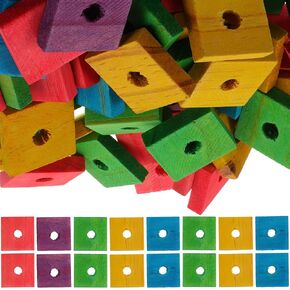 GANAZONO 100Pcs Parrot Wood Blocks Toys Wooden Blocks Bird Chewing Toy Bird Bite Toys Mini Wood Chips DIY Craft for Parrot Playing Chewing