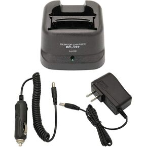 BP-210 Battery Desktop Charger DC 12V/24V Car Charger Compatible with ICOM Radios C-A6 IC-A24 IC-F30GT IC-F30GS IC-F40GT IC-F40GS IC-F3GT IC-F3GS IC-V8 BP-209 BP-222 BP-209N BP-210N BP-222N