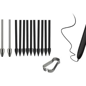 Metal Nibs/Tips Replacement for Samsung Galaxy Tab S9/S9FE+/S9 Ultra/S8/S8+/S8 Ultra/S7/S7 FE/S6/S6 Lite/S22/S23/S24 Ultra S Pen，Plastic + Titanium Nibs/Tips+Clip (2+10 pcs Set)