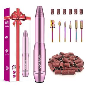 MelodyBetty Electric Nail Drill, Professional Acrylic Nail Drill Machine for Gel, Acrylic Nails, Portable USB Electric Nail File Efile Set with Iridescent Nail Drill Bits, Manicure Pedicure Nail Tools