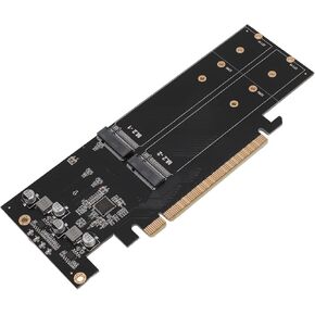 Zyyini Quad M.2 NVMe to PCIe 4.0 X16 Adapter, 4 Port High Speed 4x32Gbps M Key SSD Soft RAID Card PCIE 4.0 X16 Adapter for M.2 NVMe 2230 2242 2260 2280 22110 SSD, for Windows 8 10