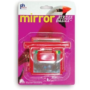 Prevue Hendryx Birdie Basics Perch Mirror with Beads Bird Toy, 4" x 3.5" (60424), Red (Package May Vary)