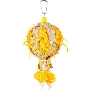 Bird Toys Foraging Shredder Hanging Toys Rope Perch with Bell Parakeet Toy Parrot Swing Climbing Standing Toys Bird Cage Accessories for Conure Cockatiel Budgies Lovebird, Pink, 1 Pack