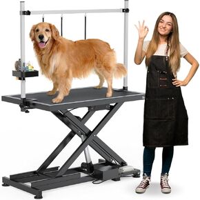 YITAHOME 50" Professional Electric Dog Grooming Table, Heavy Duty Pet Grooming Table for Dogs at Home, Aluminum Dog Grooming Arm, Anti-Slip Tabletop & Tool Organizer Large Pet Grooming Station Black