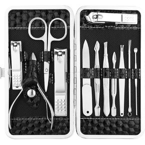 Yougai Manicure Set Professional Nail Clippers Set, 12Pcs Manicure Kit Stainless Steel Nail Kit for Women, Pedicure Set Nail Grooming Kit with Travel Case(Rose Gold)