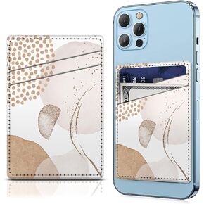 Phone Card Holder Leather, Dual Pocket Phone Wallet Adhesive Stick On, Cute Credit Card Pocket for Phone Case Compatible with Most Phone Cute Dinsaur