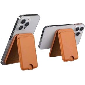 Kickstand 3-Card Holder with Adjustable Stand Magnetic Card Holder for MagSafe Walet Apple iPhone 14/13 / 12 Series, (Tan)