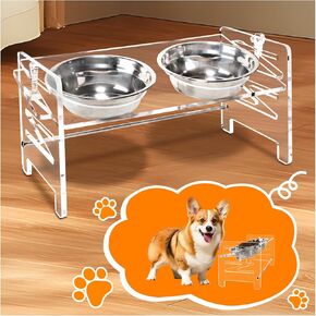 Elevated Dog Bowls,Adjustable Raised Dog Bowl with Stand,Acrylic Dog Bowl Stand with 2 Thick 18oz Stainless Steel Bowls,Dog Feeder for Small Size Dogs and Cats