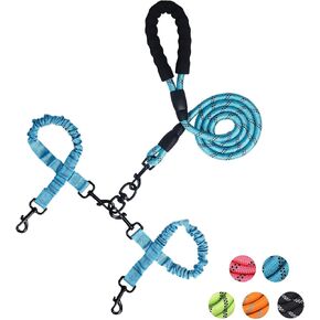 3 Way Dog Leash,No Tangle for Three Dogs, 3 in 1 Dog Leash with 360° Swivel, Shock Absorbing, Reflective Threads Comfort Foam Handle, Ideal for Small Dogs and Dog Training (Pink, Three Leashes)