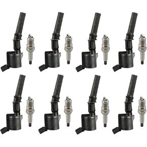 ENA Set of 8 Direct Ignition Coil Pack and Platinum Spark Plug Compatible with Ford Mercury E-150 Grand Marquis Ford Crown Victoria 4.6L V8 Replacement for SP-493 DG508
