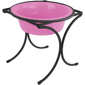 Platinum Pets Bistro Single Diner Feeder with Stainless Steel Dog Bowl, Medium, Silver Vein