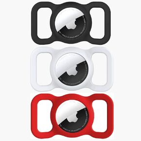 Dog Air Tag Holder (3-Pack) | Apple Air Tag GPS Tracker for Dogs | Airtag Dog Collar Holder | Airtag Holder for Dog Collar | Air Tag Holders | Black, White & Pink