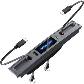2 USB C Charging Hub for Tesla (Silver Gray), Retractable 27W Fast Charger for iPhone 15 is Necessary Model3/Y 2024/2023/2022/2021 Accessories but Not for M3 Highland, Gifts for Tesla Owners
