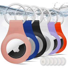 IPX8 Waterproof for AirTag Holder Keychain, 6 Pack Silicone Case for Apple AirTag, [Anti-Scratch] [Drop-Proof] for AirTag Accessories, for Pet, Bags, Kids, Keys, Luggage Tracking