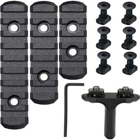 Single Picatinny Rail Set for Mlock 5 7 9 Slots Black