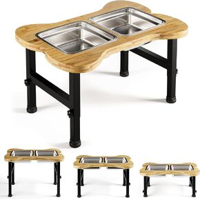 Elevated Dog Bowls - Adjustable Height Dog Bowl Stand for Dogs Up To 75lb - 3 Height Options - 2 Stainless Steel Dog Bowls with Stand - Dog Bowls Elevated - Raised Dog Bowl Stand - Dog Feeding Station
