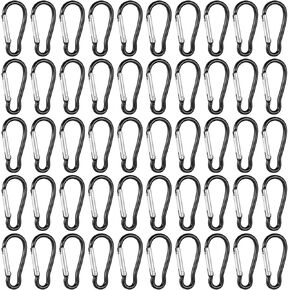 200 Pcs Aluminum Carabiners, Small D-Shape Clips, Spring-Loaded Gate Keychain Buckles, Mini Lock Snap Hooks, Spring Link Key Chains for Camping, Hiking, Fishing