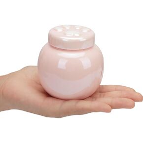 Pet Urn Mini Ceramic Memorial Pet Ashes Urn for Small Animal, Pet Paw Prints Dog Or Cat Keepsake Urn Loss Pet Memorial Remembrance Gift (Pink)