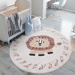 Black Soccer Soft Plush Round ABC Rug for Kids Room 4 ft Alphabet Rug Non Slip Nursery Rug Bedroom Playroom Rug Washable Classroom ABC Circle Rug for Kids Baby Toddlers
