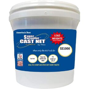 Fitec SS1000 Super Spreader Cast Net, Clear, 9' radius, 3/8" mesh, 1 Lb wts