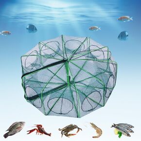The Magic Foldable Fishing Trap, Auto-Foldable Strengthened Fishing Trap Net, Foldable Fishing Bait Trap, Crab Crayfish Trap, Portable Fishing Net for Crab Crayfish Fish Minnow Shrimp