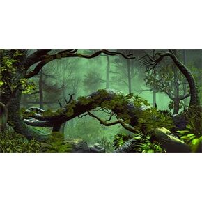 48X24IN Tropical Forest Aquarium Background, Green Huge Tree Reptile Habitat Fish Tank Decorations Background, Rainforest Art Terrarium Background with 10 EVA Double-Sided Tape