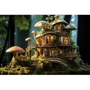 Aquarium Background Miniature of Forest Fairy Tale House Terrarium Backdrop Fairy Tale Concept Fish Tank Background Tank Aquarium Wallpaper Poster Decor Reptile Habitat Backdrop Vinyl 24x12in
