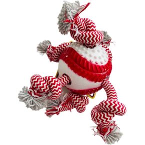 3.5 in Sports Ball with Cotton Rope Dog PET Toy CHEW Toy Rubber Texture (Baseball)