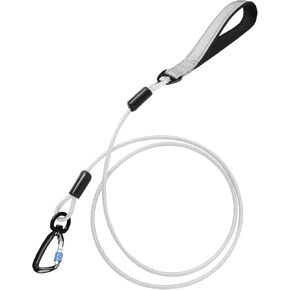 Chew Proof Dog Leash for Medium and Large Dogs, Heavy Duty Metal Cable for Dogs up to 500Lbs, 6 Foot Waterproof Wire Rope with Reflective Comfortable Padded Handle, Black