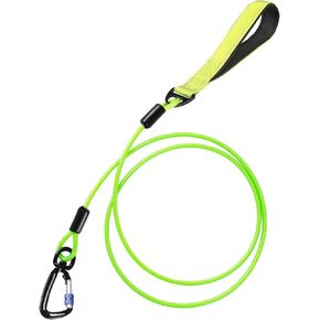 مقود مقاوم للمضغ للكلاب المتوسطة والكبيرة، كابل معدني شديد التحمل للكلاب التي يصل وزنها إلى 500 رطل، حبل سلكي مقاوم للماء بطول 6 أقدام مع مقبض مبطن مريح عاكس، أسود in Kuwait