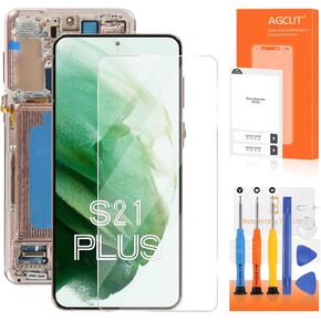 OLED for Samsung Galaxy S21 Plus Screen Replacement S21 Plus 5G LCD Display SM-G996W SM-G996U LCD Digitizer Screen Touch Assembly Gold with Frame(Original Size,Support Fingerprint)