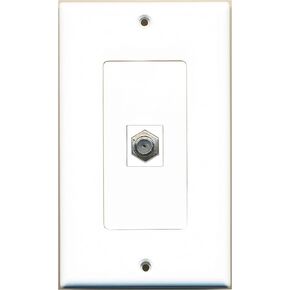 RiteAV 1 Coax Cable TV Port Wall Plate Oversized Jumbo MIDI White