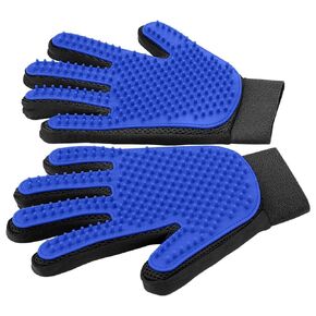Pet Grooming Gloves Cat Brushes for Gentle Shedding - Efficient Pets Hair Remover Mittens - Dog Washing Gloves for Long and Short Hair Dogs & Cats & Horses - 1 Pair (Blue)