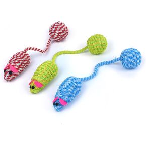 Cat Toys That Make Noise,Cat Toys,3 Pcs Colorful False Mouse Pet Cat Toy Squeaker Sound Toy Braided Rope Mice Tail Ball Playing Toy for Cats Kitten