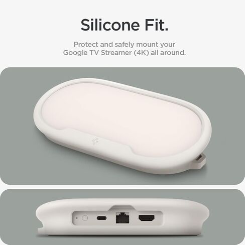 Spigen سيليكون مناسب مصمم لجهاز Google TV Streamer (4K) 2024 بدون حفر على الحائط وحامل التلفزيون وحقيبة حماية الشماعة مع حبل - بورسلين in Saudi Arabia