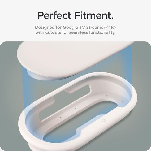 Spigen سيليكون مناسب مصمم لجهاز Google TV Streamer (4K) 2024 بدون حفر على الحائط وحامل التلفزيون وحقيبة حماية الشماعة مع حبل - بورسلين in Saudi Arabia