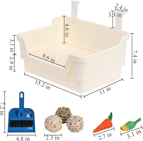 coloch كبير جدا صندوق فضلات الأرانب المدرب مرحاض أرنب، البلاستيك الأرنب قعادة المدرب ركن المرحاض مع صينية تفريغ صندوق عموم الحيوان الصغير للبالغين خنزير غينيا الفئران شينشيلا، أبيض in Kuwait