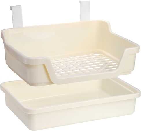 coloch كبير جدا صندوق فضلات الأرانب المدرب مرحاض أرنب، البلاستيك الأرنب قعادة المدرب ركن المرحاض مع صينية تفريغ صندوق عموم الحيوان الصغير للبالغين خنزير غينيا الفئران شينشيلا، أبيض in Kuwait