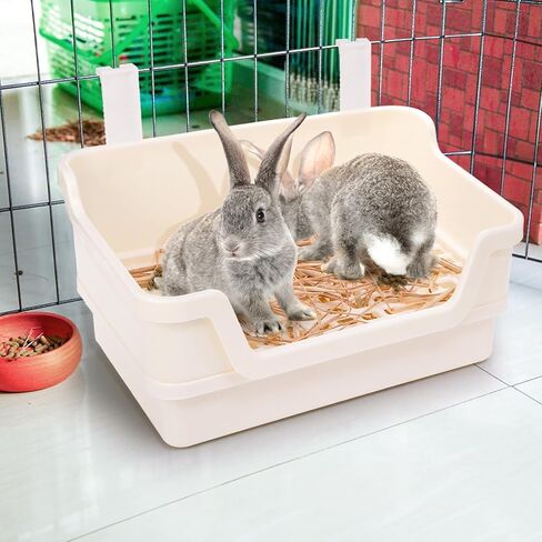 coloch كبير جدا صندوق فضلات الأرانب المدرب مرحاض أرنب، البلاستيك الأرنب قعادة المدرب ركن المرحاض مع صينية تفريغ صندوق عموم الحيوان الصغير للبالغين خنزير غينيا الفئران شينشيلا، أبيض in Kuwait