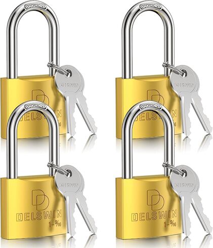 DELSWIN Weatherproof Padlock with Key - Heavy Duty Gym Locker Lock with 1-9/16" Solid Brass Lock Body, Hardened Steel Shackle, Marine Grade Pad Lock for Outdoor Gate, Fence, Shed (Keyed Alike, 2 Pack) in Saudi Arabia