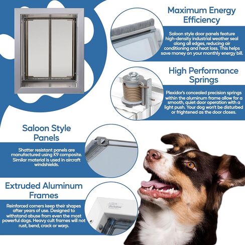 Plexidor Performance Wall Mount Pet Doors Silver - Energy Efficient Dog Door with Lock and Key in Saudi Arabia