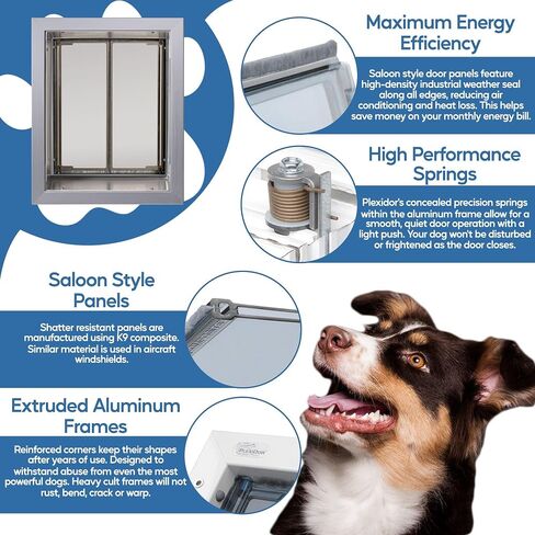 Plexidor Performance Wall Mount Pet Doors Silver - Energy Efficient Dog Door with Lock and Key in Saudi Arabia