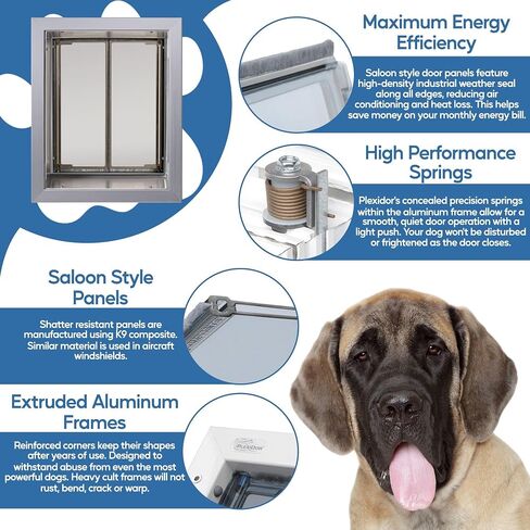 Plexidor Performance Wall Mount Pet Doors Silver - Energy Efficient Dog Door with Lock and Key in Saudi Arabia